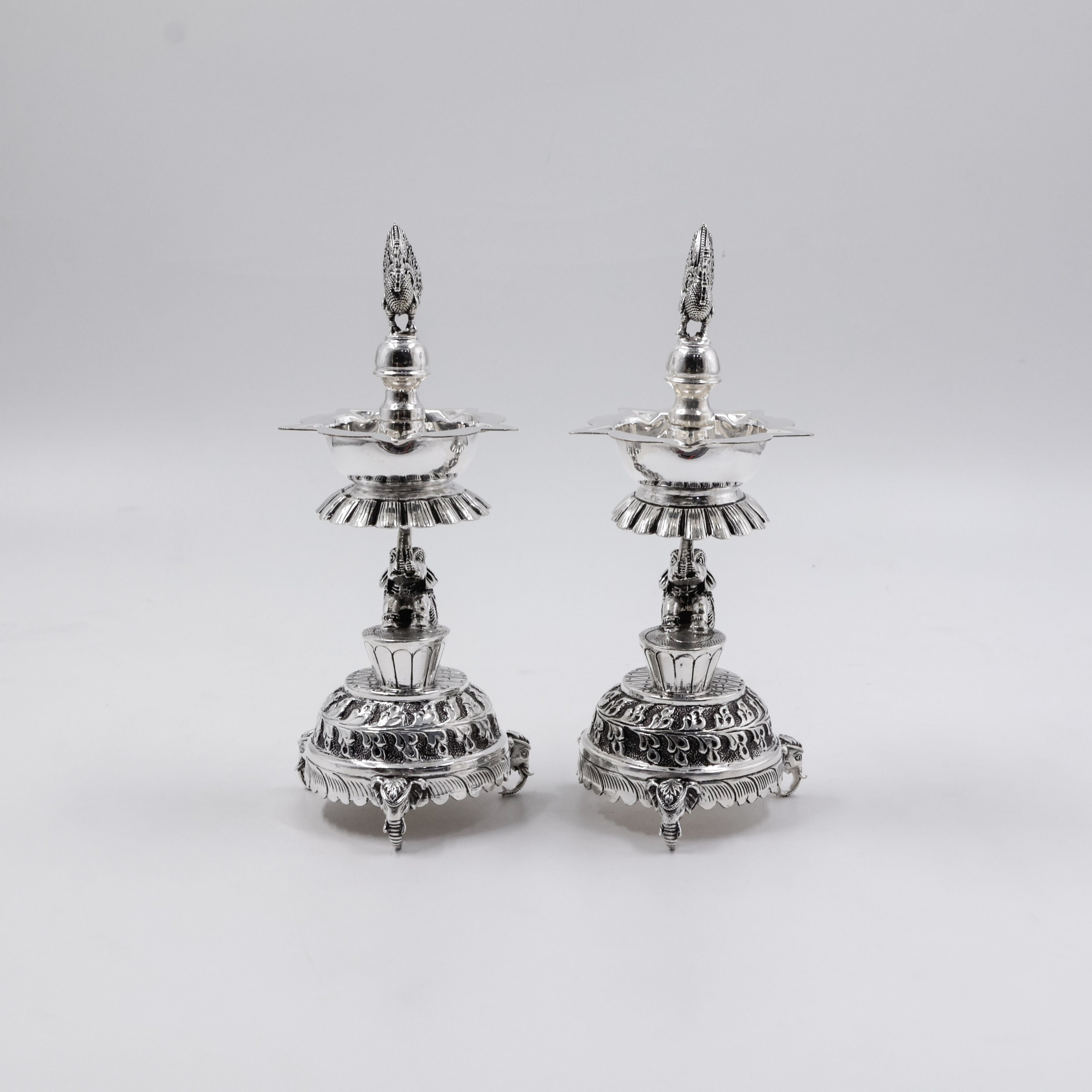 New Akshaya Jewellers - Silver 92.5 Elephant Kundulu In Nakshi Design